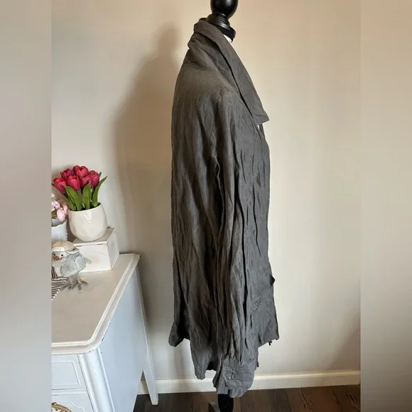 Eileen Fisher Gray Drawstring Rumpled Utility Lightweight Parka Size Medium - Picture 3 of 6